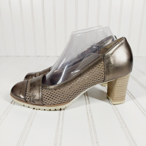 Mary Silver Metallic Heel Pumps A 530 - Picture 1 of 13